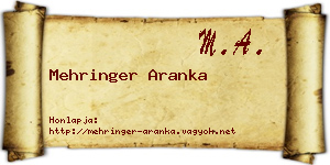 Mehringer Aranka névjegykártya